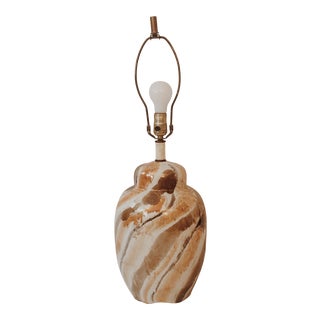 Mid Century Glazed Ginger Jar Table Lamp For Sale