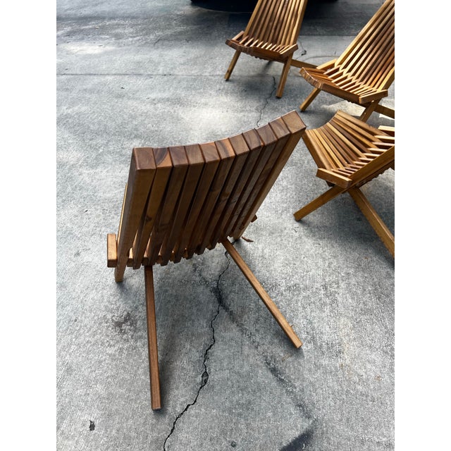 Wood Collection of Vintage Wooden Foldable Low Chairs For Sale - Image 7 of 11