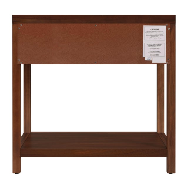 Nora 30 in. W Rectangular Wood 1 Drawer Wide Nightstand with Lower Open Shelf, Walnut For Sale In Chicago - Image 6 of 8