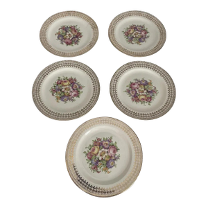 Vintage 22 Karat Gold China Dessert Plates- Set of 5