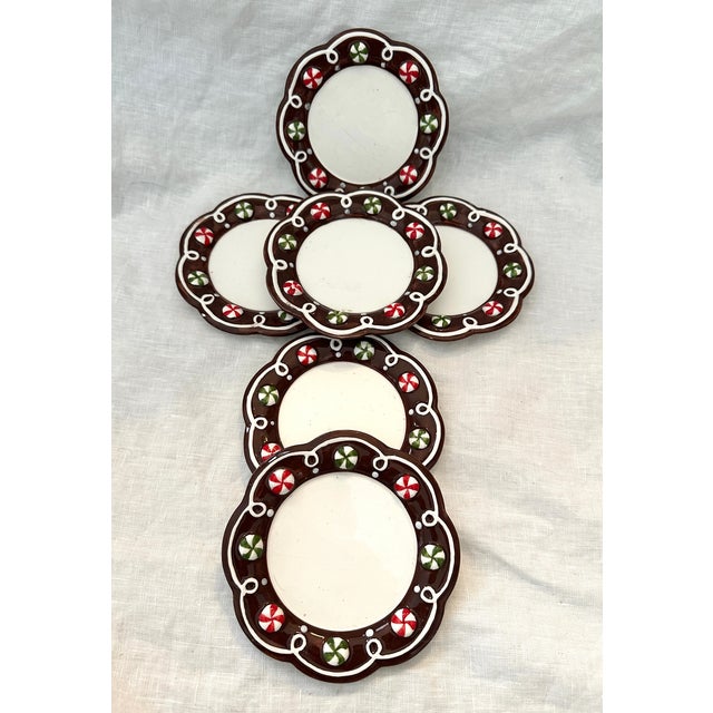 American Set of 6 Appetizer Holiday Plates For Sale - Image 3 of 7