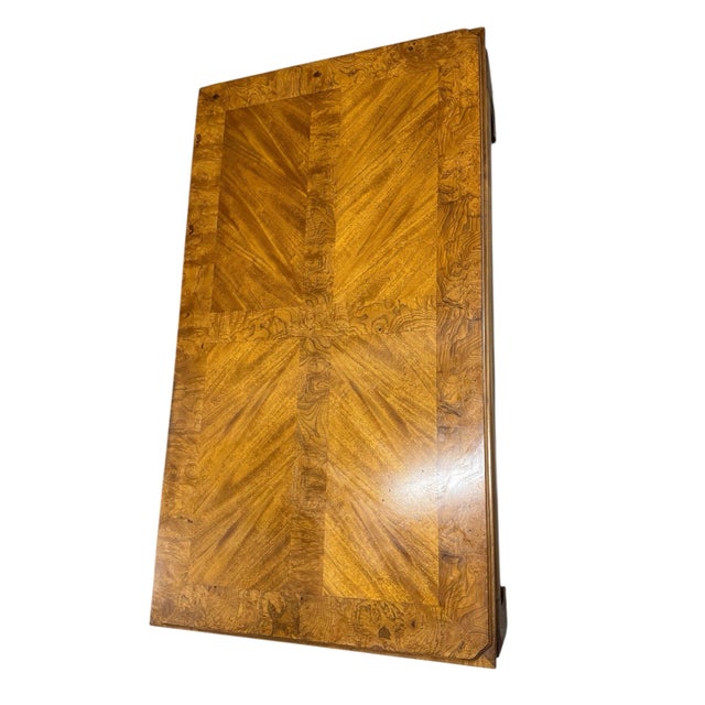 1970's Thomasville Burl Wood Ming Style Coffee Cocktail Table For Sale - Image 9 of 12