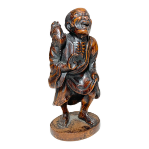 Rare Antique Japanese 1800's Hand Carved Boxwood Edo Sculpture Statue Netsuke 英仙