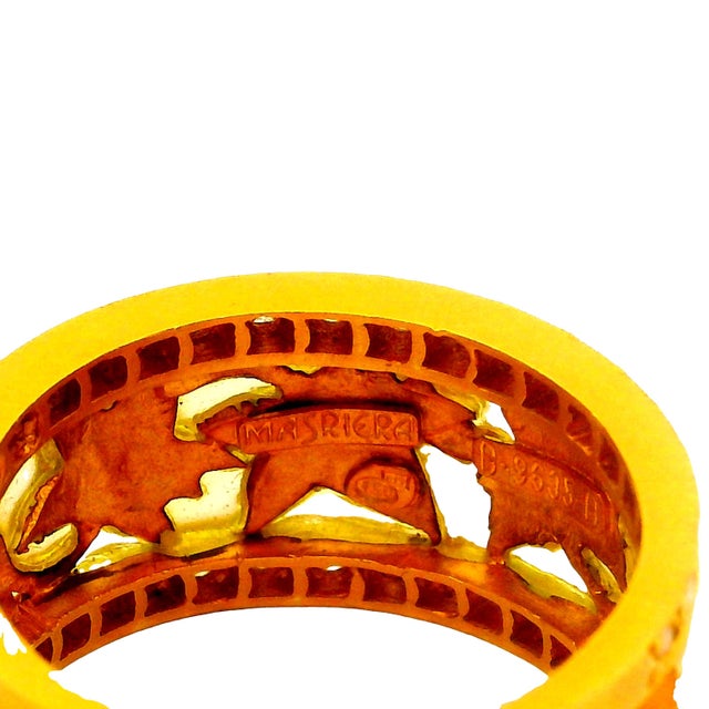Masriera Diamond 18k Yellow Gold Enamel Leaves Motif Ring, Size 7.25 For Sale In Los Angeles - Image 6 of 7