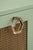 Worlds Away Matthew Izzo Home Marcella Glossy Sage Green Four Door Buffet With Brass Front Doors and Acrylic Door Pulls For Sale - Image 4 of 6
