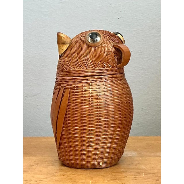 Vintage Shanghai Weave Rattan Owl Basket For Sale - Image 10 of 12
