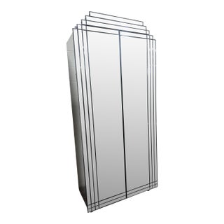 Art Deco Style Mirrored Armoire Media Cabinet For Sale