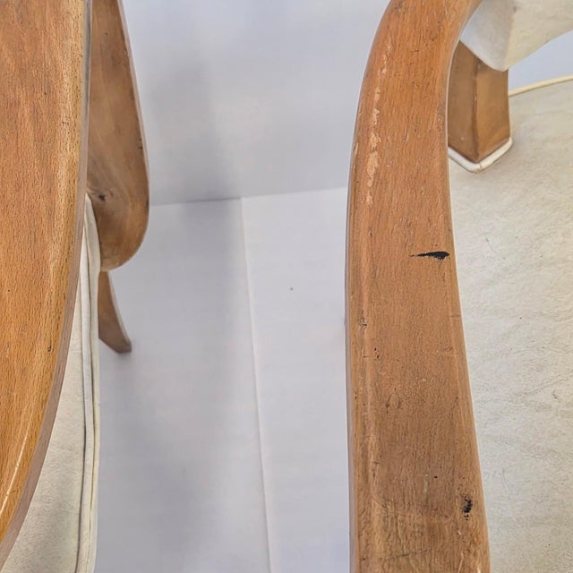 Blue Vintage Bridge Armchairs in Beech and Skai, 1950s, Set of 2 For Sale - Image 8 of 14