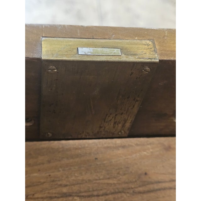 Tan French Louis XV Style Bureau Plat Desk With Leather Top and Brass Edging For Sale - Image 8 of 13