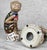 Vintage Chinese Chinoiserie Porcelain Monkey Holding Peach Sculpture - A Pair For Sale - Image 10 of 10