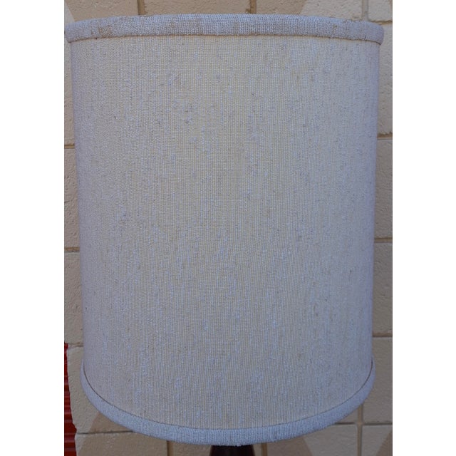Mid Century Antiqued Pine Floor Lamp With Brass Accents For Sale - Image 9 of 11
