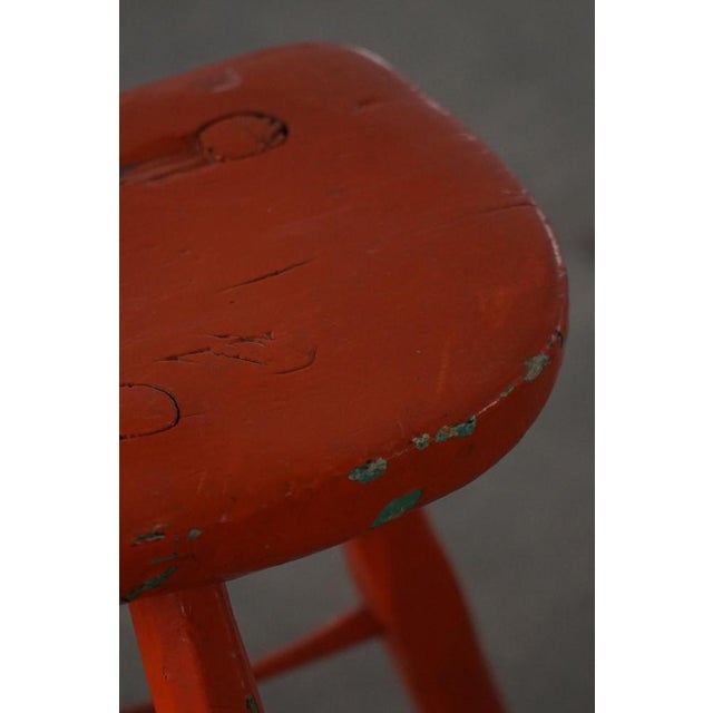 Red Painted Wooden Stools with Splayed Legs, 1950s-1960s, Set of 2 For Sale - Image 10 of 18