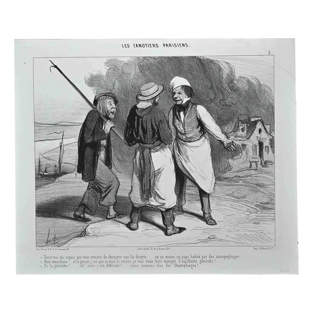Honoré Daumier, The Parisian Canoeys, Original Lithograph, 1843 For Sale