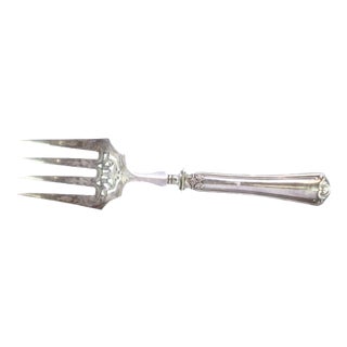Fish Serving Fork in Cut Silver with Handle Grooves For Sale