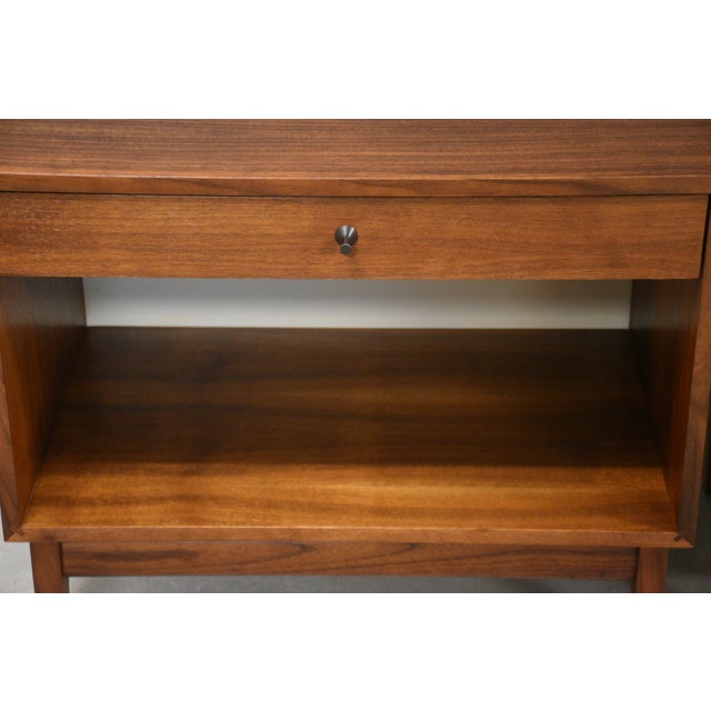 Brown 1960s Refinished Kipp Stewart for Directional by Calvin Walnut Nightstands - A Pair For Sale - Image 8 of 10