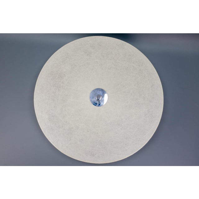 Large Mid-Century Modern Round White Cocoon Flush Mount from Goldkant Leuchten, 1960s For Sale - Image 3 of 18