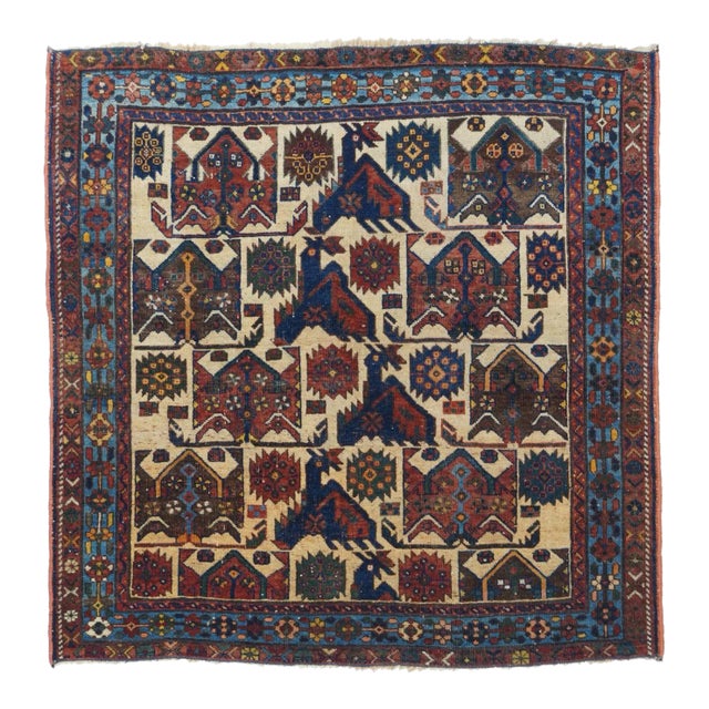 Antique Afshar Rug 3'5'' x 3'7'' For Sale
