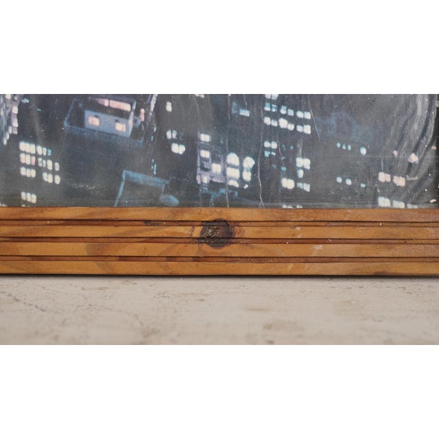 Wood Vintage 1970-80s Nyc Skyline Framed Poster For Sale - Image 7 of 8