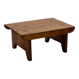 1960s Primitive Modern Handmade Wooden Coffee Table For Sale