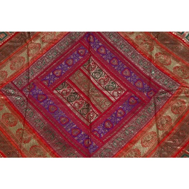 Textile Vintage Red Orange and Purple Indian Sari Fabrics For Sale - Image 7 of 13