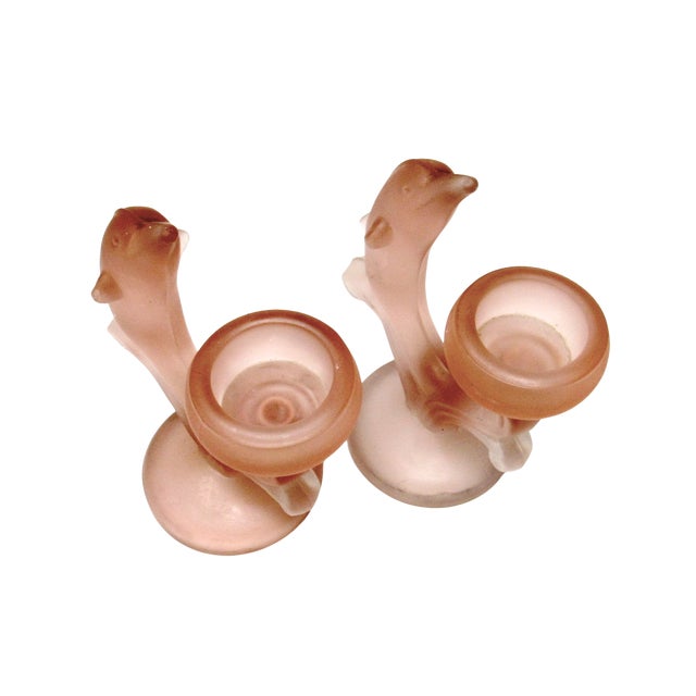 Satin Pink Dolphin Glass Votive Holders Set of 2 For Sale In Los Angeles - Image 6 of 8
