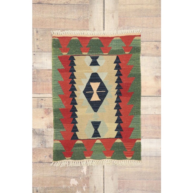 Tan Vintage Persian Shiraz Kilim Rug - 02'00 X 02'10 For Sale - Image 8 of 9