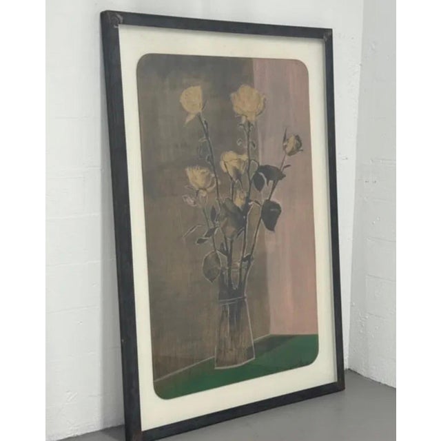 Robert Bery (Hungarian American 1952-) Large floral still life Silver emulsion on wood Rendered in his signature metallic...