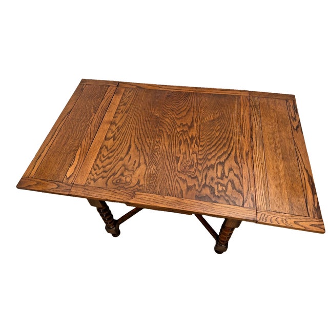 Antique Expanding Pub Kitchen Table Barley Twist Legs English Tiger Oak For Sale - Image 4 of 13