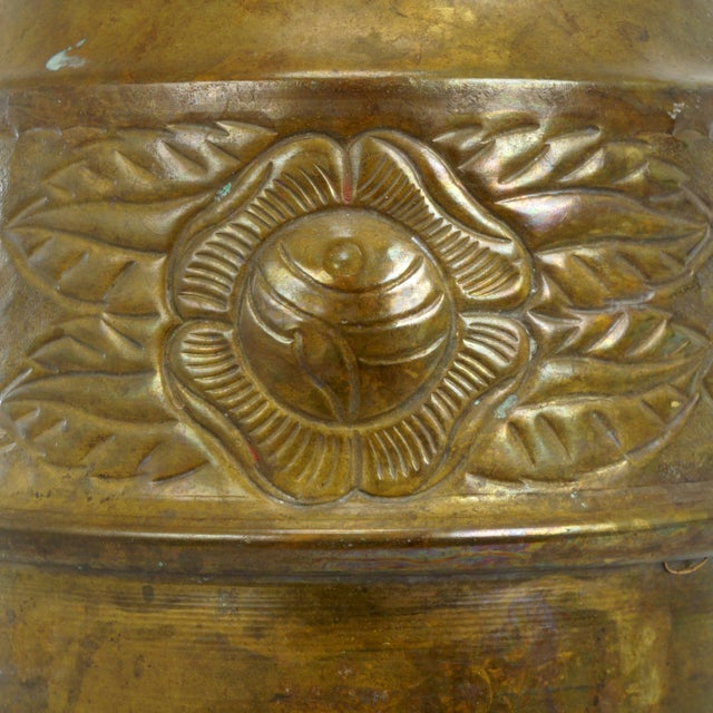 Copper Large German Art Nouveau Jugendstil Copper Vase With Tin Liner 1920's For Sale - Image 8 of 10