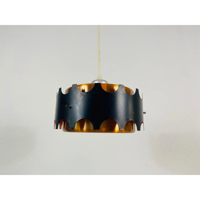 Copper and Black Pendant Lamp, 1960s For Sale - Image 4 of 7