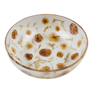 Resin Centerpiece Bowl with Leaves and Flowers Inclusions, Italy 1970