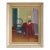 1950 Mid-Century Modern 'The Red Table' Swedish Original Interior Oil Painting, Framed For Sale