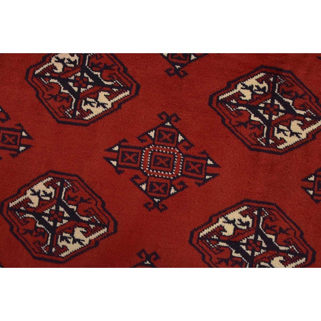 Turkmen Rug 10’1” X 12’6” Red Wool Vintage Tribal Hand-Knoted Carpet For Sale - Image 4 of 14
