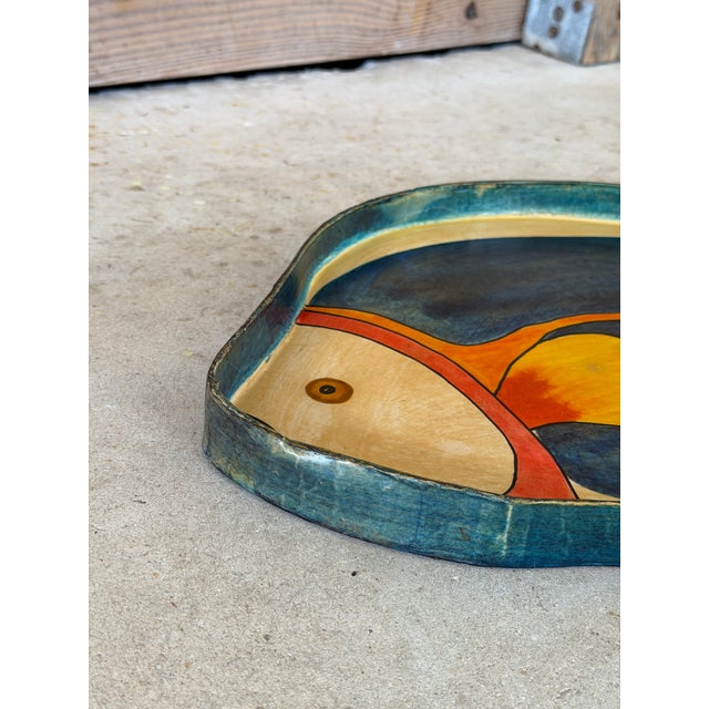 Vintage Hand Painted Papier-Mâché Fish Serving Tray, Made in Mexico For Sale In Naples, FL - Image 6 of 11