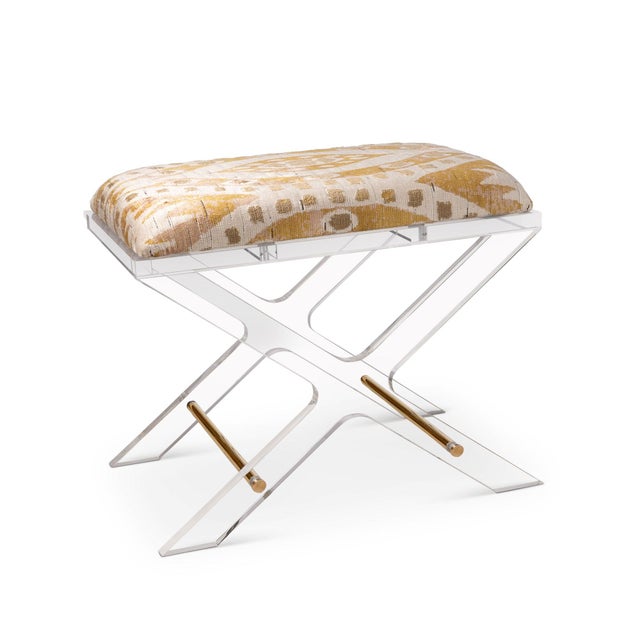 Not Yet Made - Made To Order Delano Gold Salazar Lucite X-Bench For Sale - Image 5 of 5