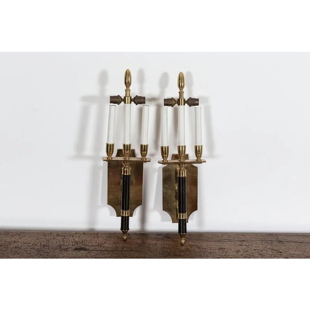 Large Mid-Century Italian Brass Wall Lights, Set of 2 For Sale - Image 6 of 11
