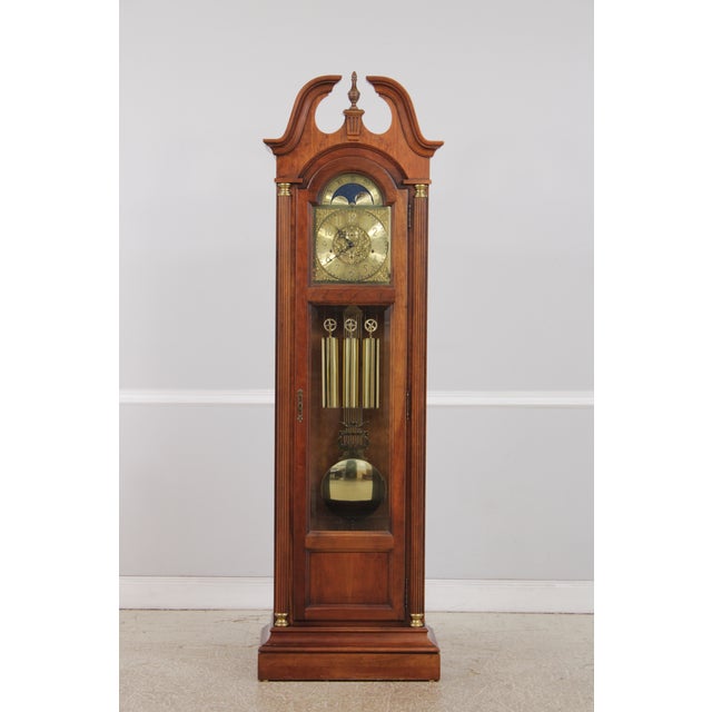 Age: Approx: 25 Years Old Details: Cherry Working Moon Dial Face Beveled Glass Door Quality Construction ½ Column Sides...