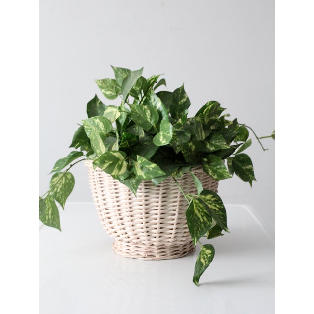 Vintage Cream Wicker Basket For Sale - Image 6 of 12