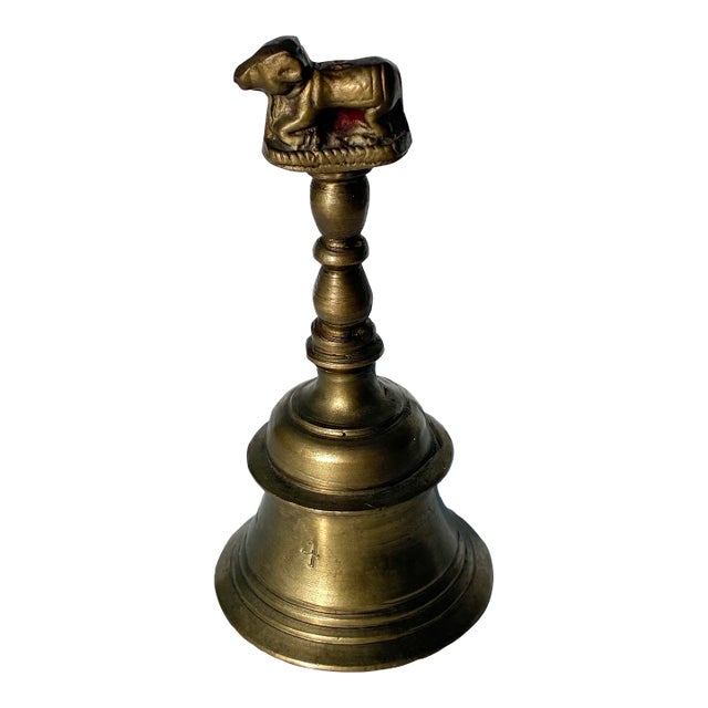 19th Century Antique Brass Nandi the Bull Puja Bell For Sale