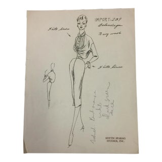 Original Fashion Drawing Edyth Sparag Studios For Sale