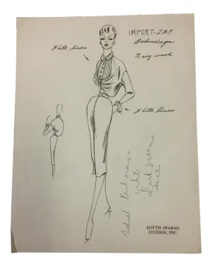 Original Fashion Drawing Edyth Sparag Studios