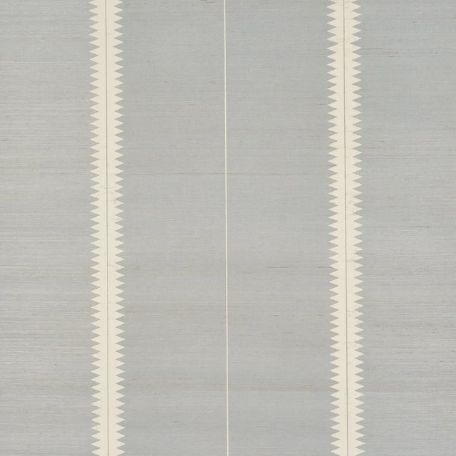 Schumacher Bristle Stripe Sisal Wallpaper In Mineral For Sale