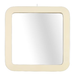 Mirror with White Frame,1970s For Sale