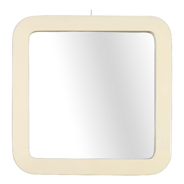 Mirror with White Frame,1970s For Sale