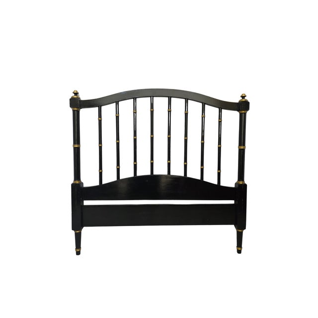 Pair of 1970s Ebony Lacquered Faux Bamboo Headboards With Gilded Gold Trim For Sale - Image 17 of 17