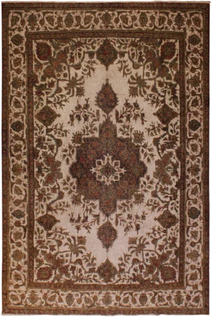 1980s 1990s Vintage Distressed Ivory & Red Wool Rug - 8'3 X 11'1