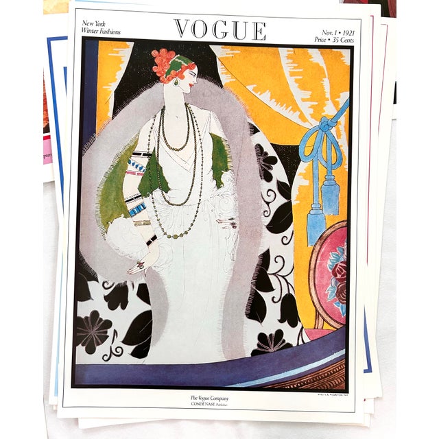 Blue Vintage Vogue Magazine Cover Art Prints - A Large Set of 11 For Sale - Image 8 of 10