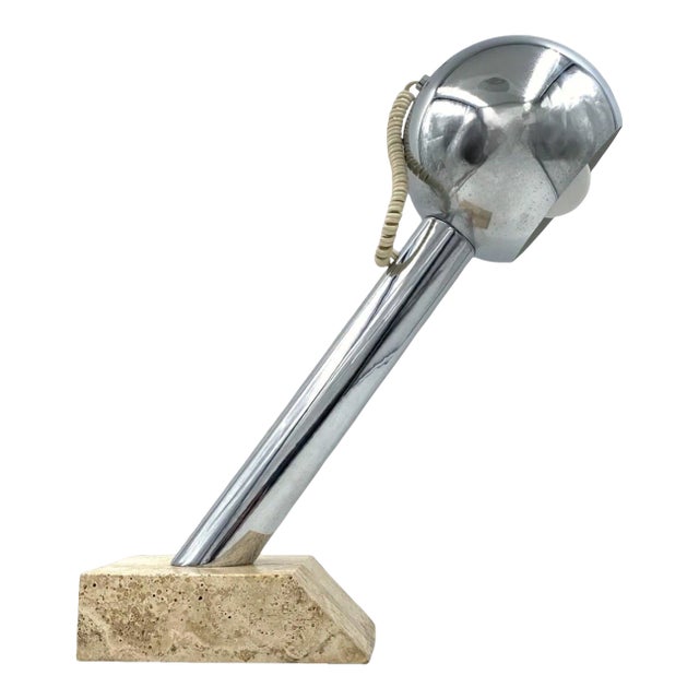 Brutalist Travertine Table Lamp, Italy 1970s For Sale