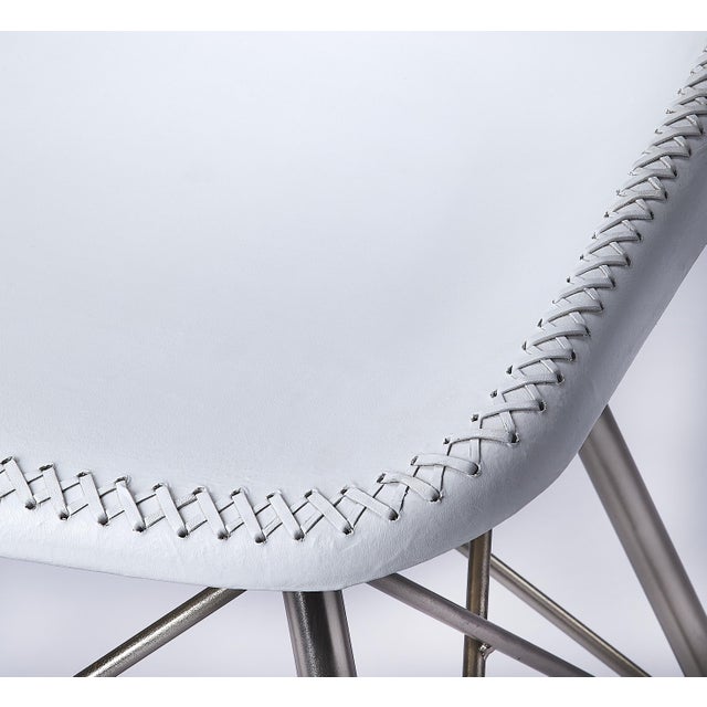 Spritely Home Accent Furniture Inland Leather Side Chair, White For Sale - Image 4 of 5