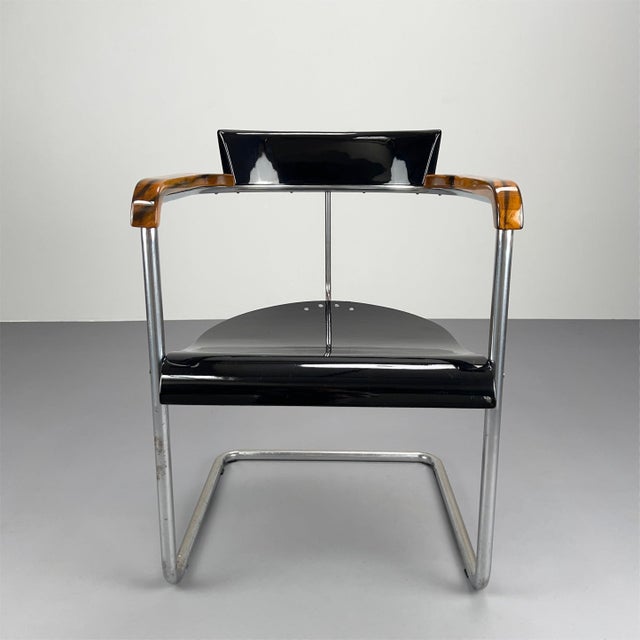 1930s Model H-128 Black Steel Tube Cantilever Chair by Jindrich Halabala for Up Závody, 1930s For Sale - Image 5 of 15